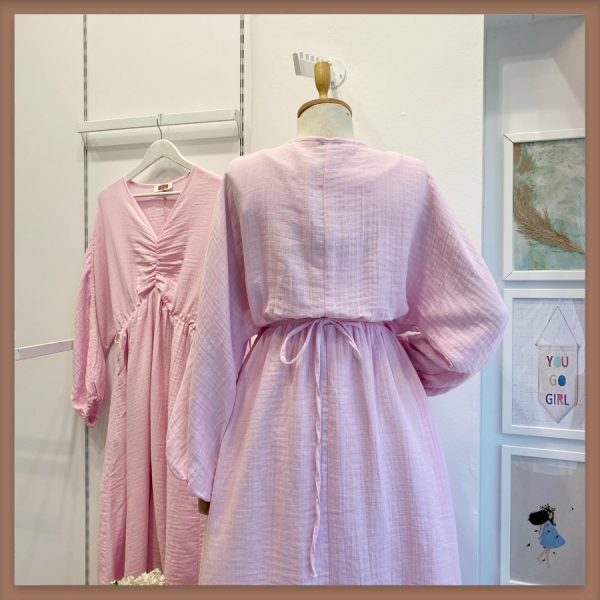 Şeker Pembe Blush Cloud Müslin Elbise