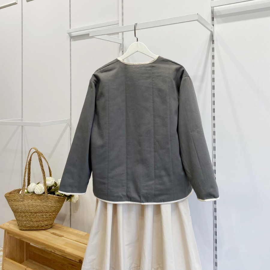 Gri Nakışlı Florina Ceket