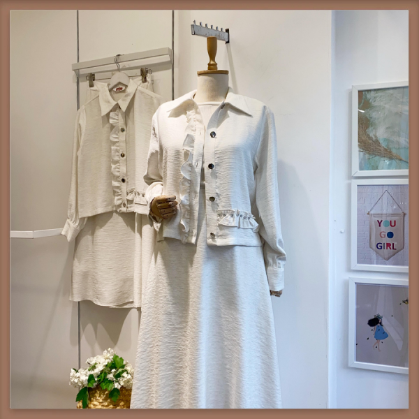 Beyaz Volanlı Porter Takım