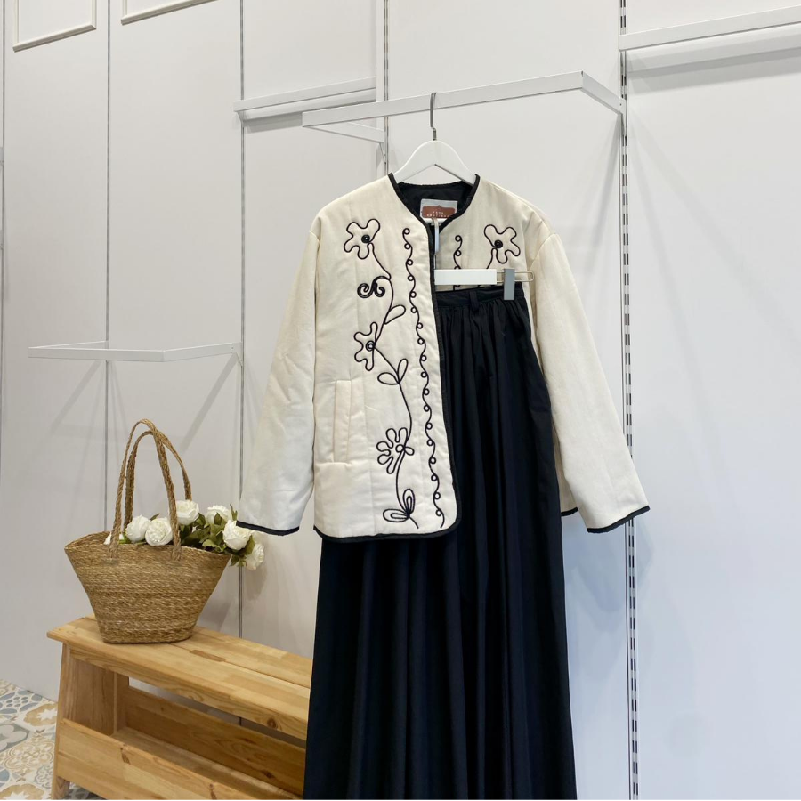 Ekru Nakışlı Florina Ceket