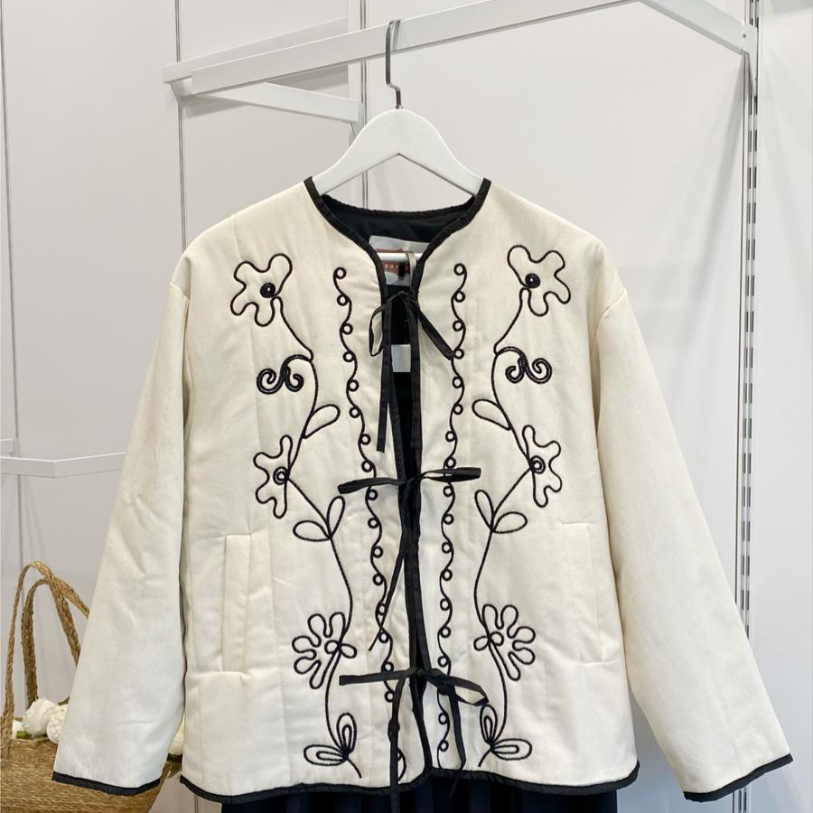 Ekru Nakışlı Florina Ceket