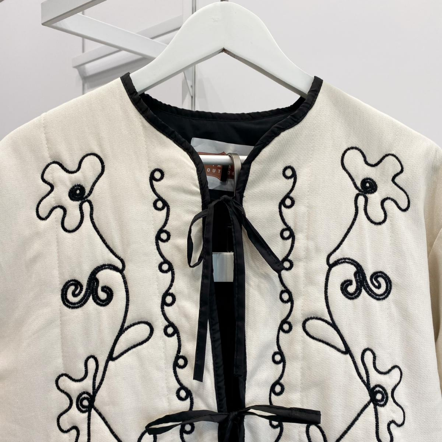 Ekru Nakışlı Florina Ceket