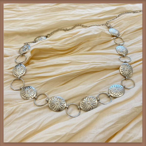 Fiore Desenli Silver Plaka Zincir Kemer