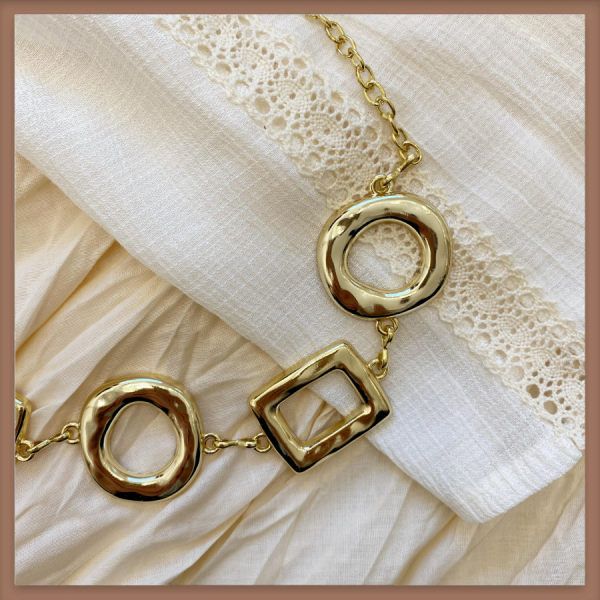 Luce Yuvarlak Tokalı Gold Zincir Kemer