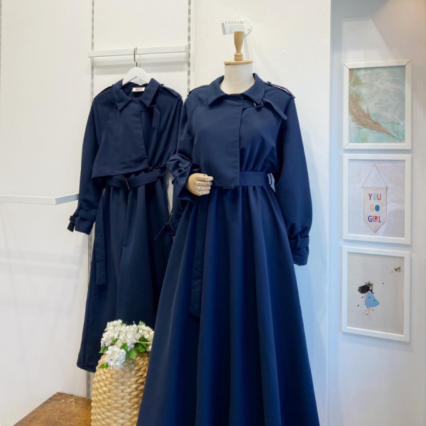 Lacivert Trenç Model Elbise