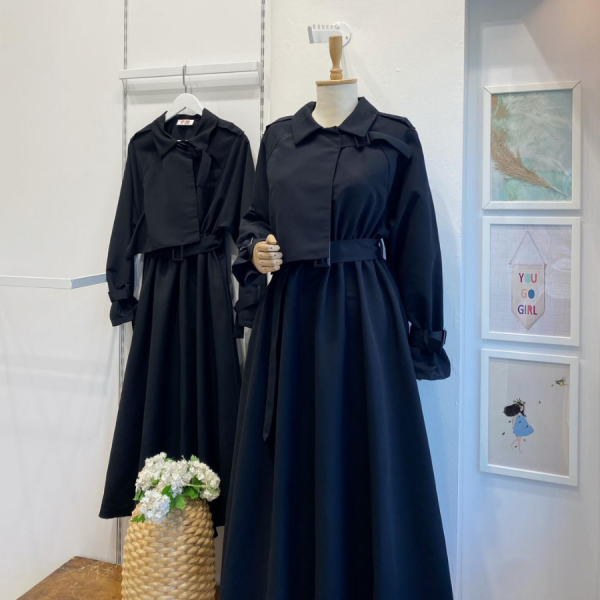 Siyah Trenç Model Elbise