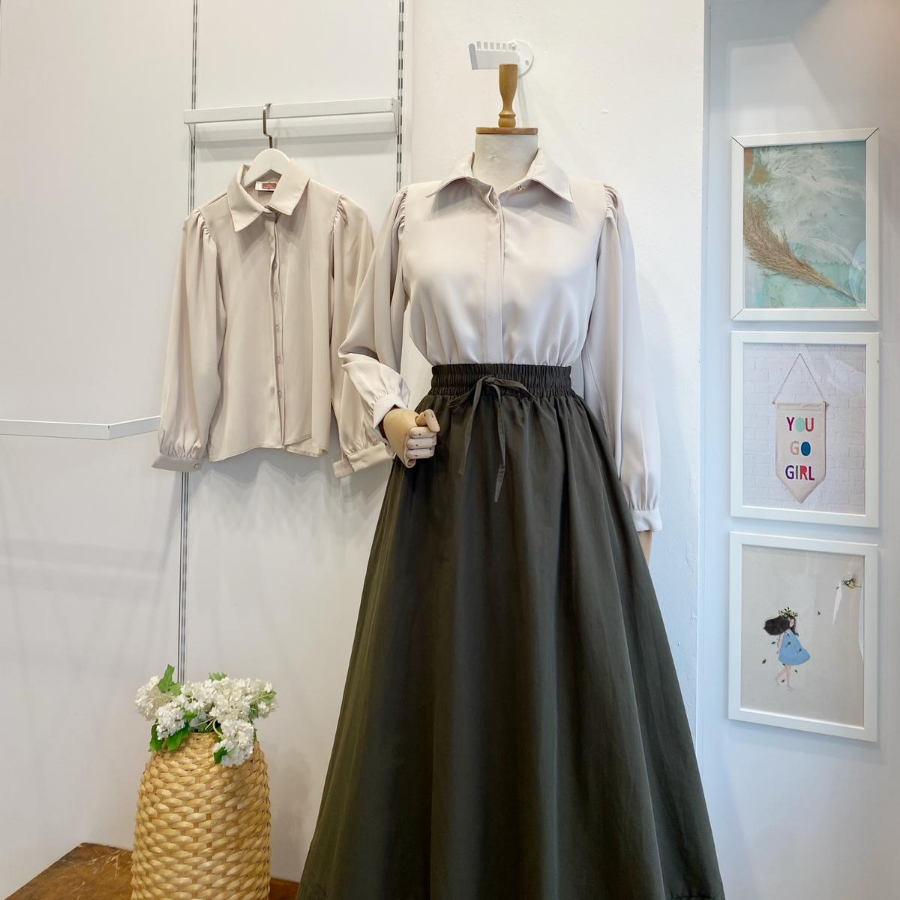 Krem Saten Agate Gömlek