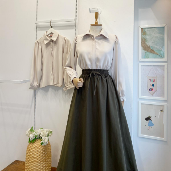 Krem Saten Agate Gömlek