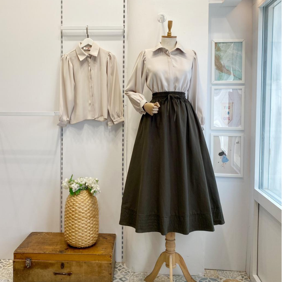 Krem Saten Agate Gömlek