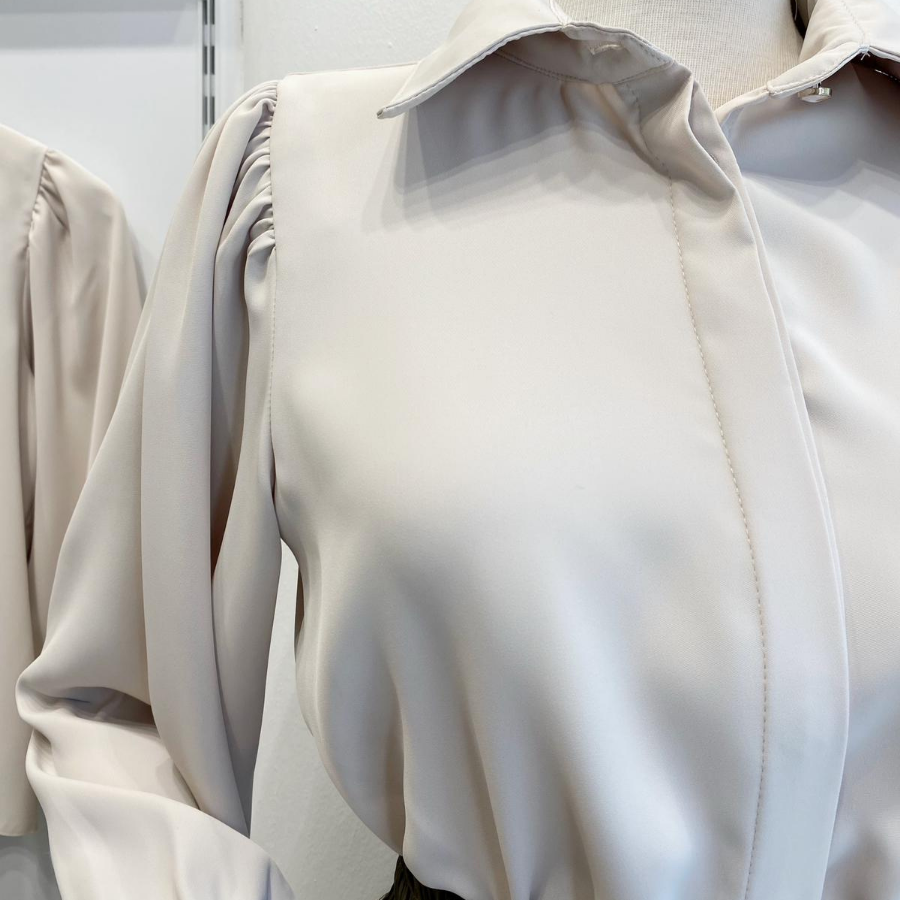 Krem Saten Agate Gömlek