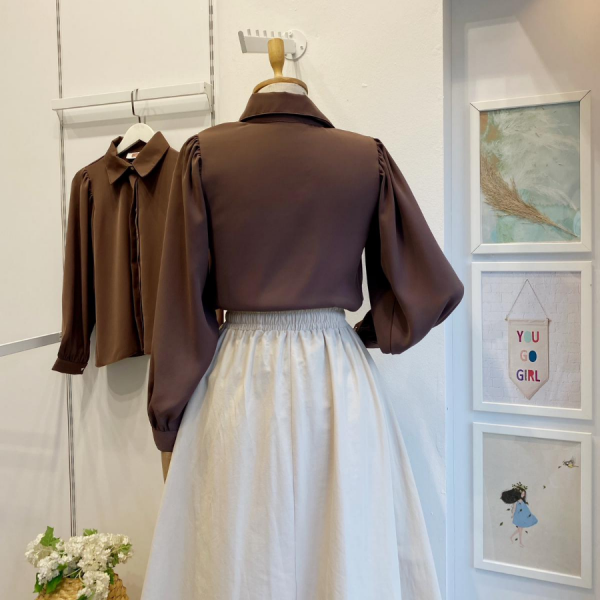 Acı Kahve Saten Agate Gömlek