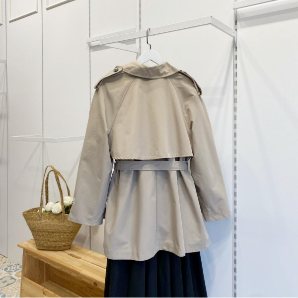 Vizon Rüzgarlık Detaylı Moonlit Kısa Trençkot