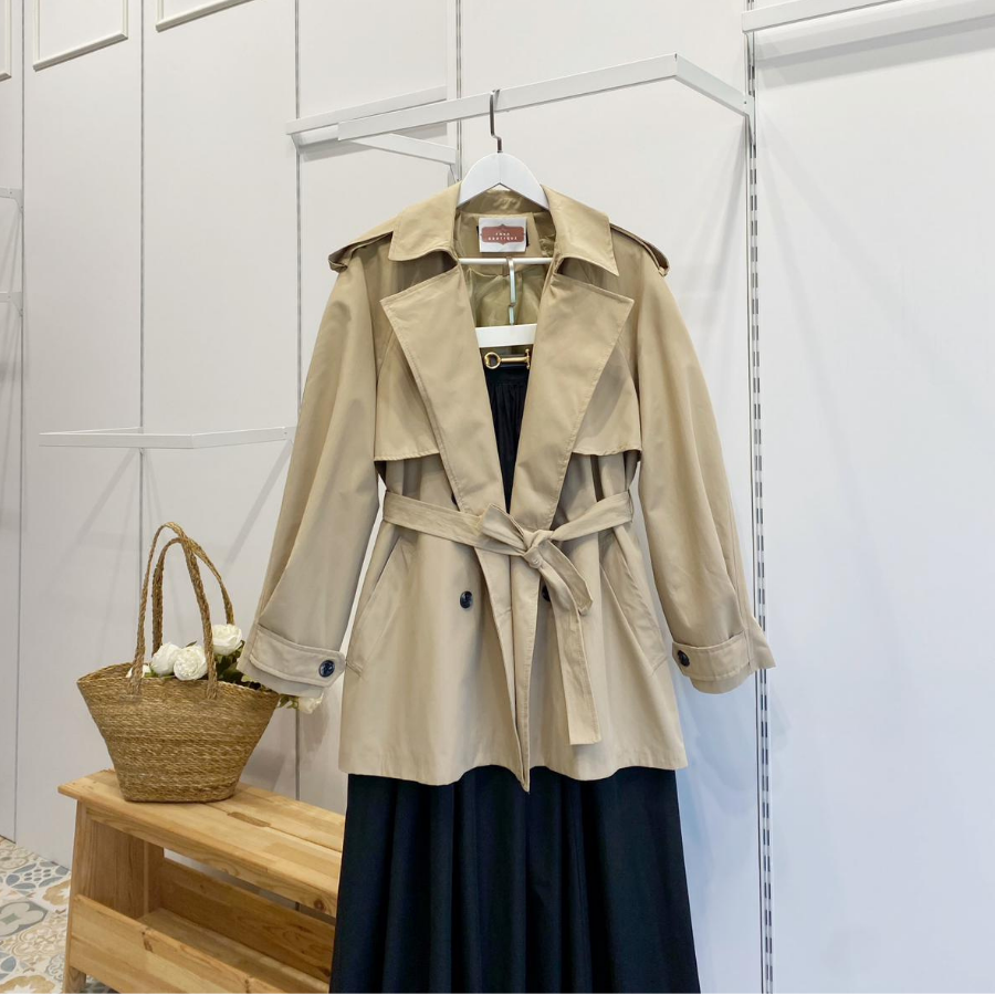 Camel Rüzgarlık Detaylı Moonlit Kısa Trençkot