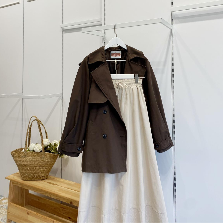 Acı Kahve Rüzgarlık Detaylı Moonlit Kısa Trençkot