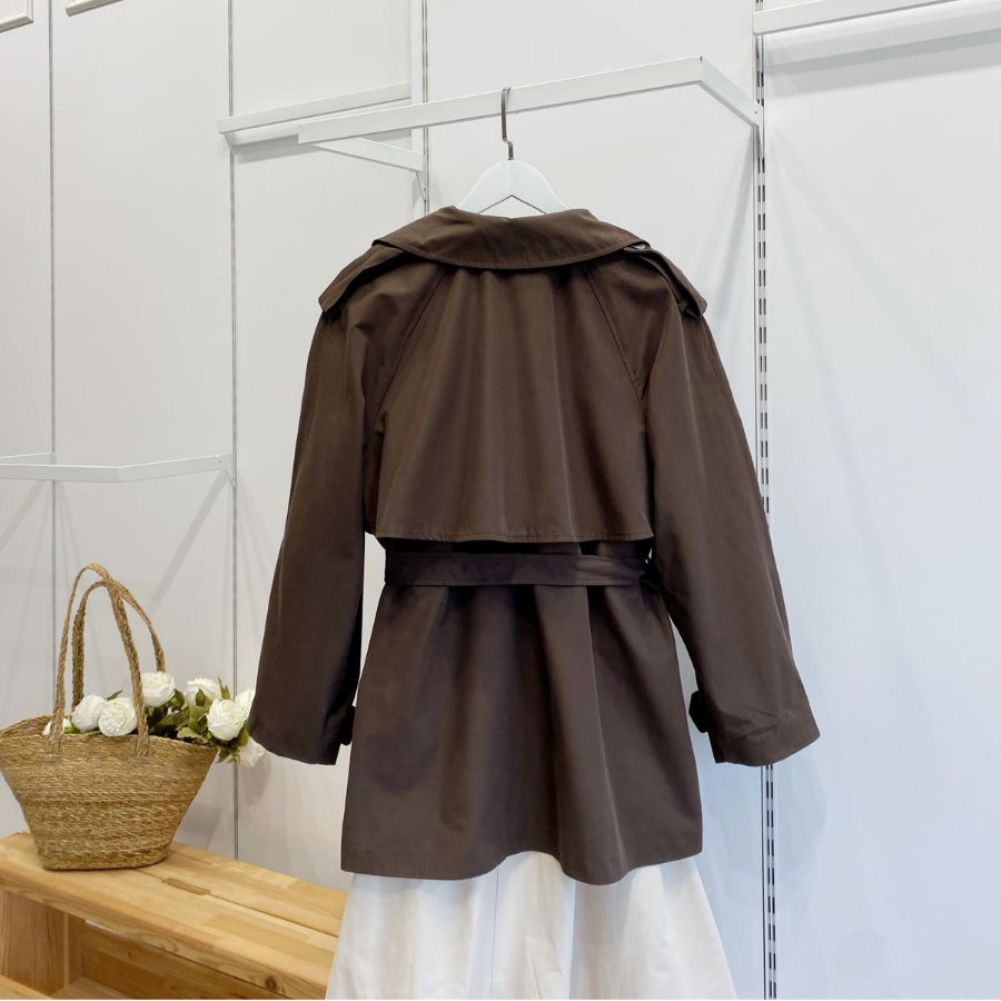 Acı Kahve Rüzgarlık Detaylı Moonlit Kısa Trençkot