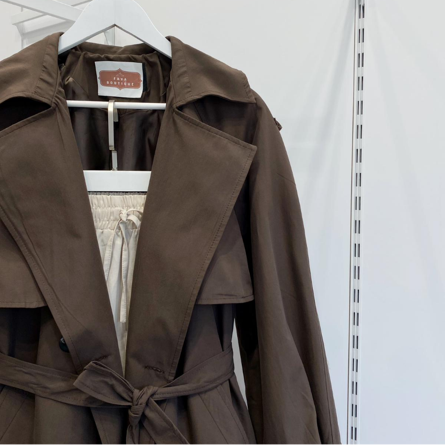 Acı Kahve Rüzgarlık Detaylı Moonlit Kısa Trençkot