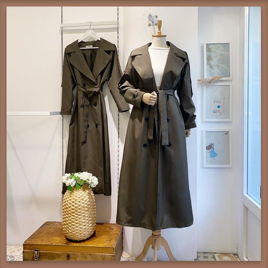 Haki Yeşili Pardesü Model Trençkot