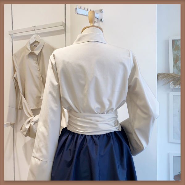 BAĞLAMALI KREM GÖMLEK