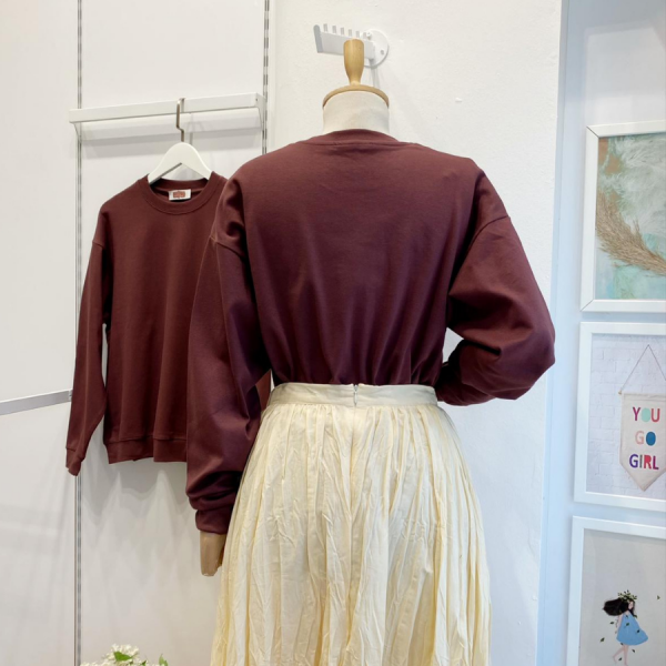 Kahverengi Beli Lastik Detaylı Sweat