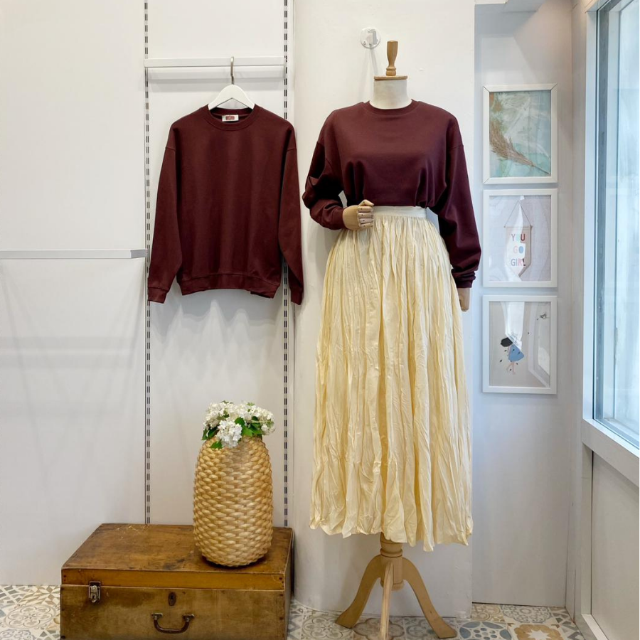 Kahverengi Beli Lastik Detaylı Sweat