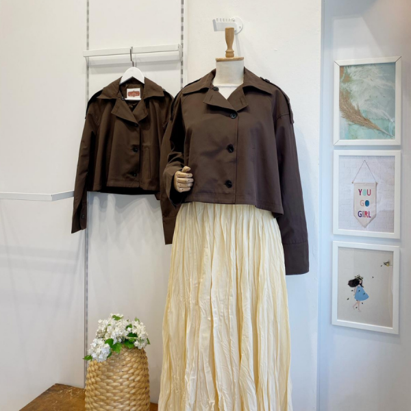 Kahverengi Urban Kısa Trenç