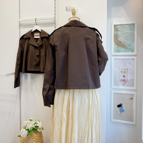 Kahverengi Urban Kısa Trenç