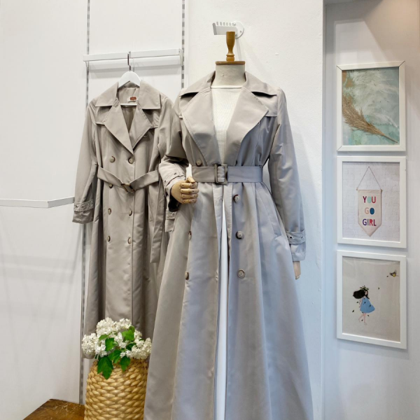 Gri Zımba Detaylı Serein Trençkot