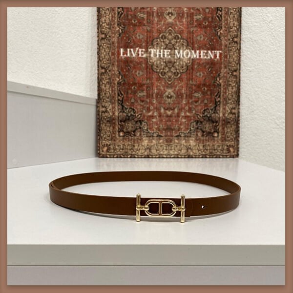 Kahverengi beta tokalı ince kemer