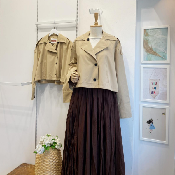 Bej Urban Kısa Trenç