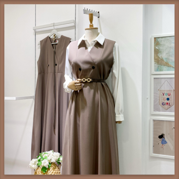 Koyu Vizon Kemerli Suit Jile