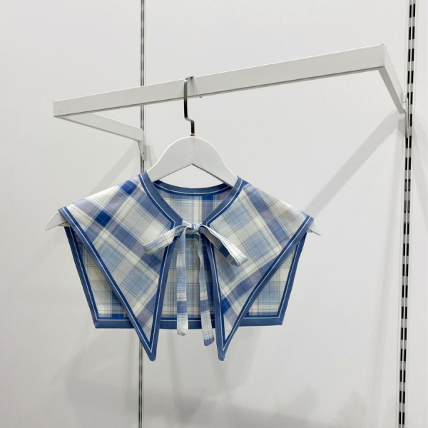 Mavi Ekose Desenli Muse Yaka