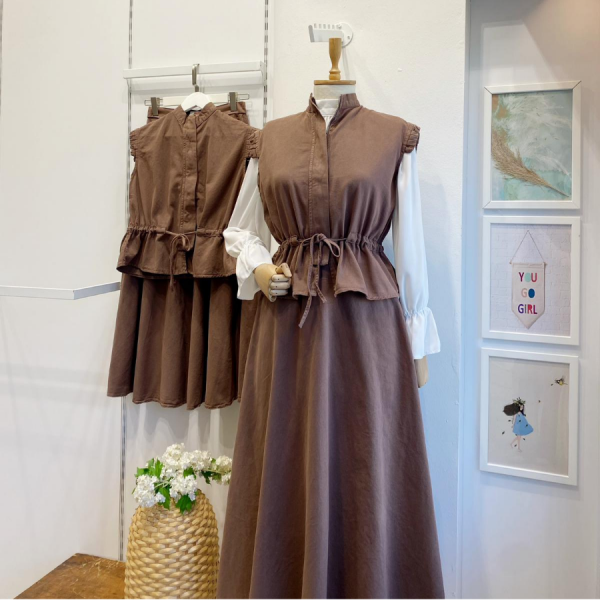 Acı Kahve Canopy Yelekli Gabardin Takım