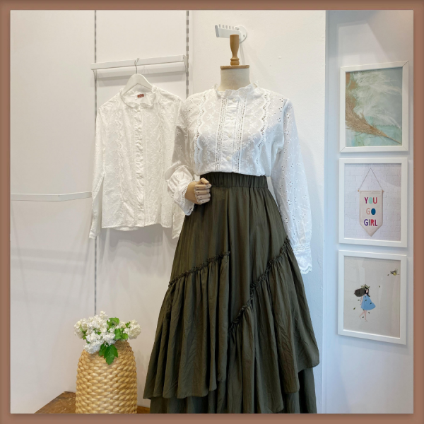 Beyaz Piovere Fistolu Gömlek