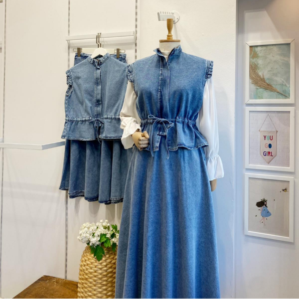 Buz Mavisi Canopy Yelekli Gabardin Takım