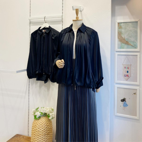 Siyah Saten Mabel Ceket