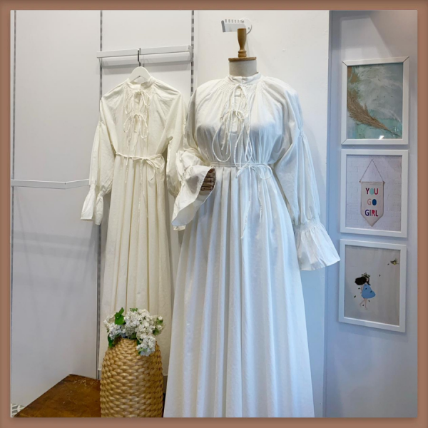 Beyaz Lauren Keten Elbise