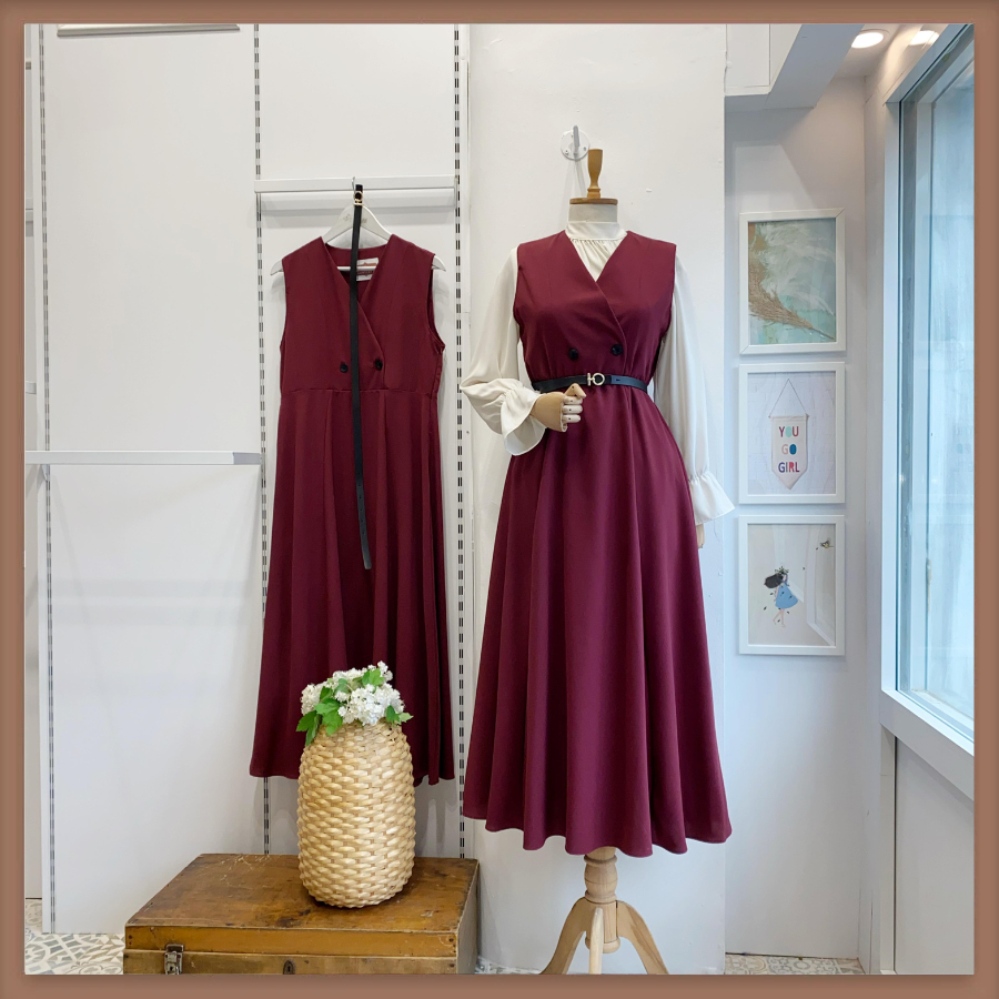 Bordo Kemerli Suit Jile