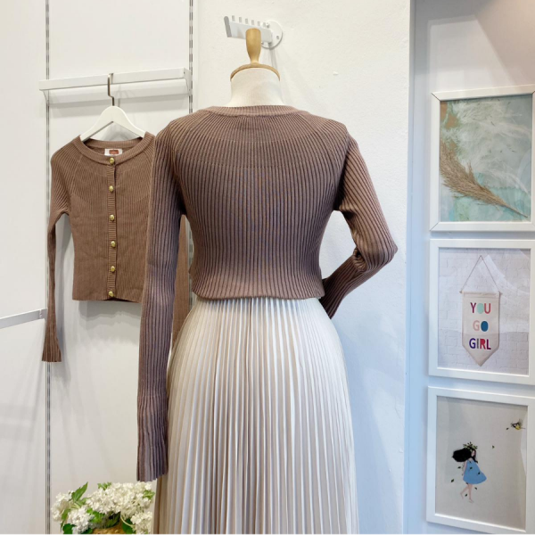 İspanyol Kol Koyu Vizon Triko Hırka