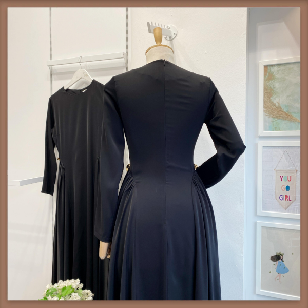 Siyah Bel Detaylı Hira Elbise