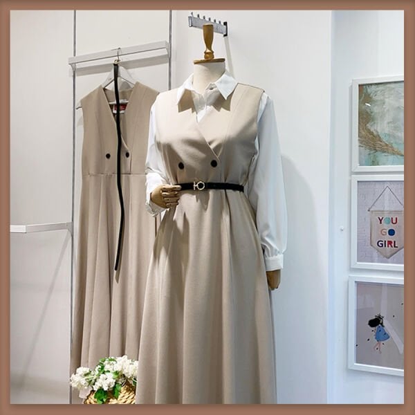 Kemerli Krem Suit Jile