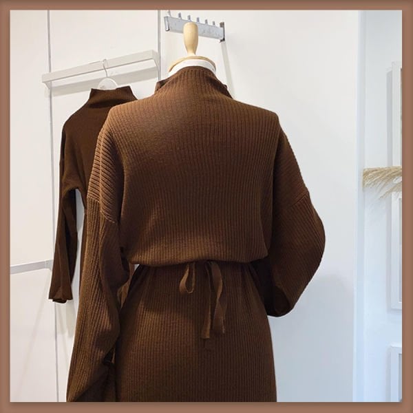 Brown basic knit dress