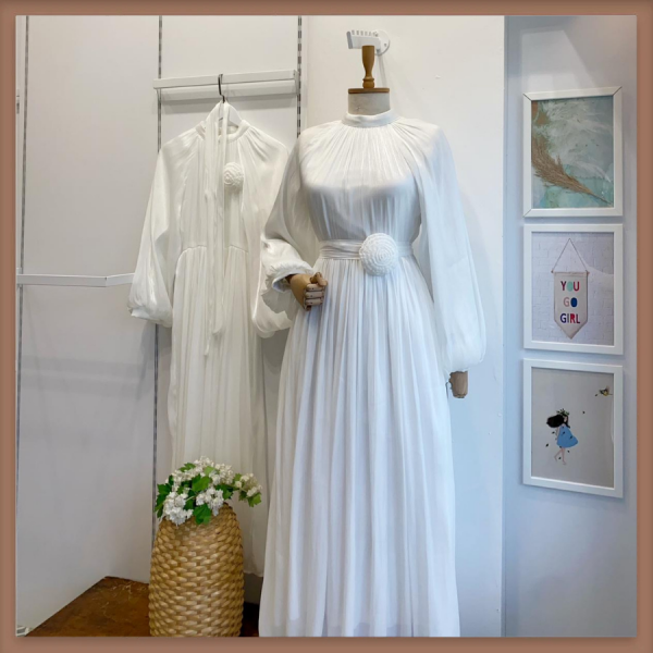 Beyaz Nova Şifon Abiye