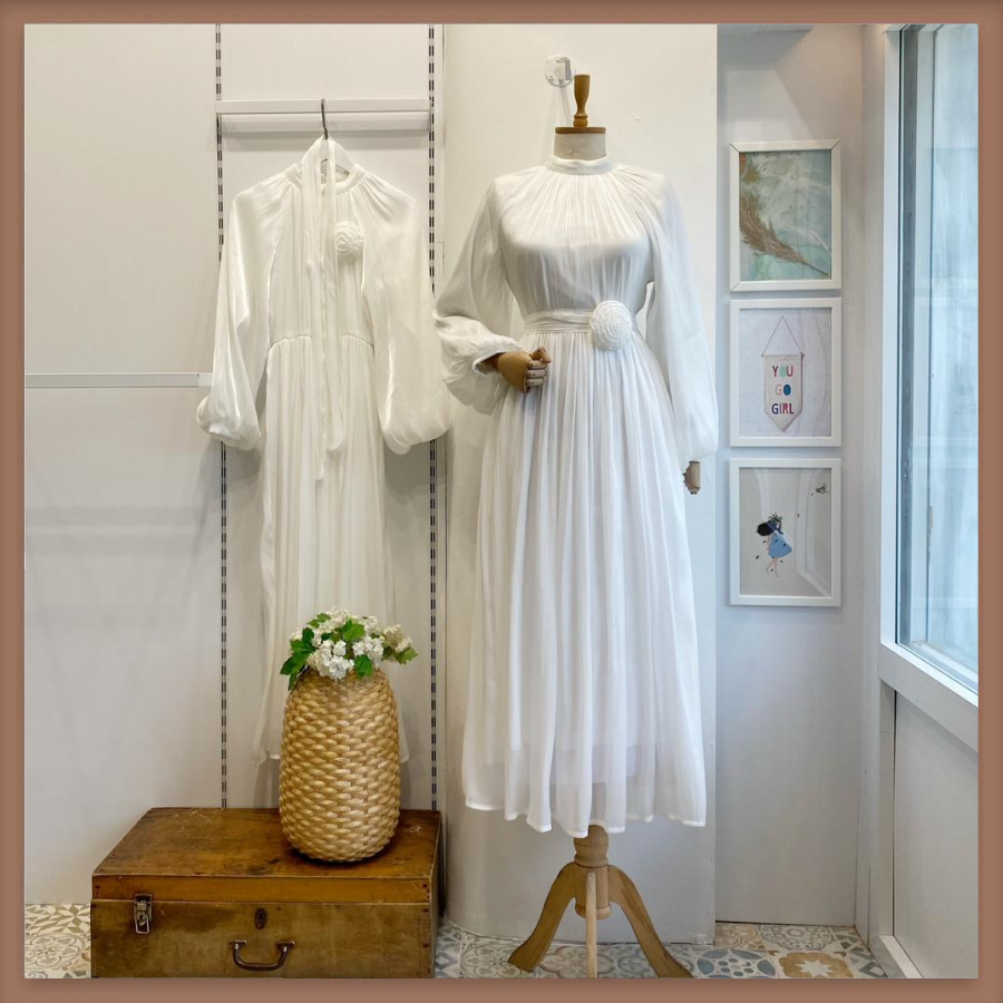 Beyaz Nova Şifon Abiye