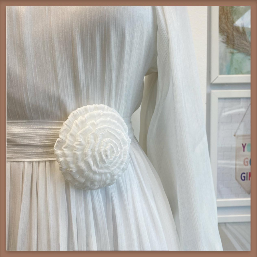 Beyaz Nova Şifon Abiye