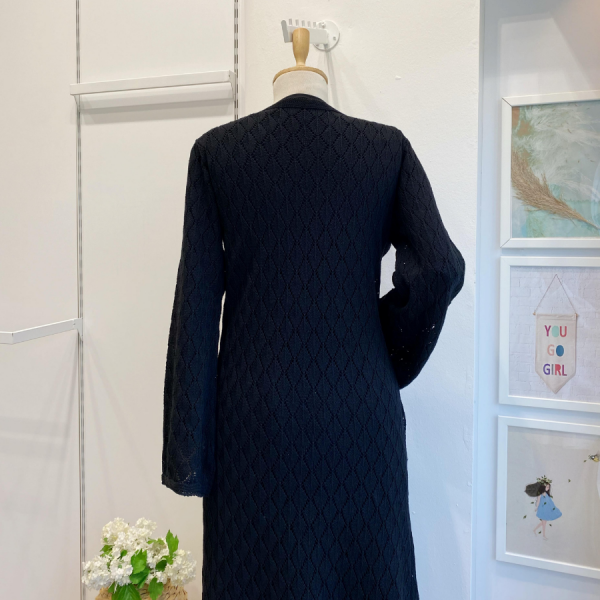 Siyah Sepia Örme Triko Elbise