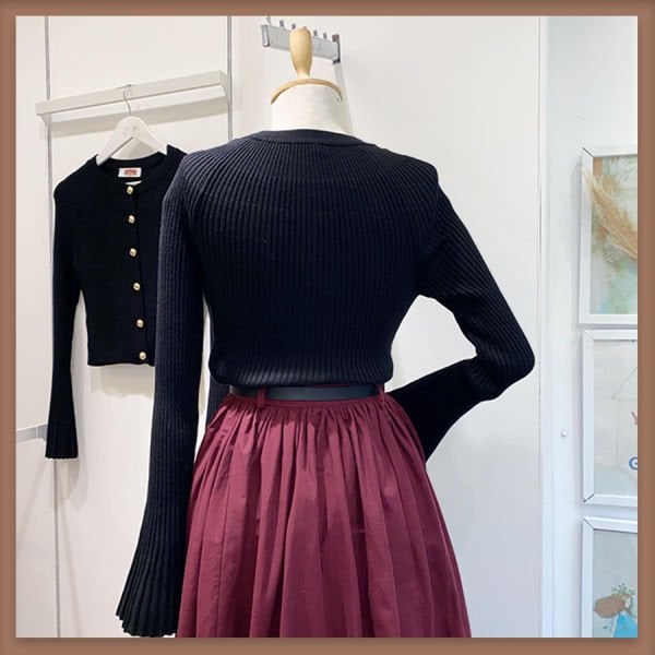 İspanyol kol koyu siyah triko hırka