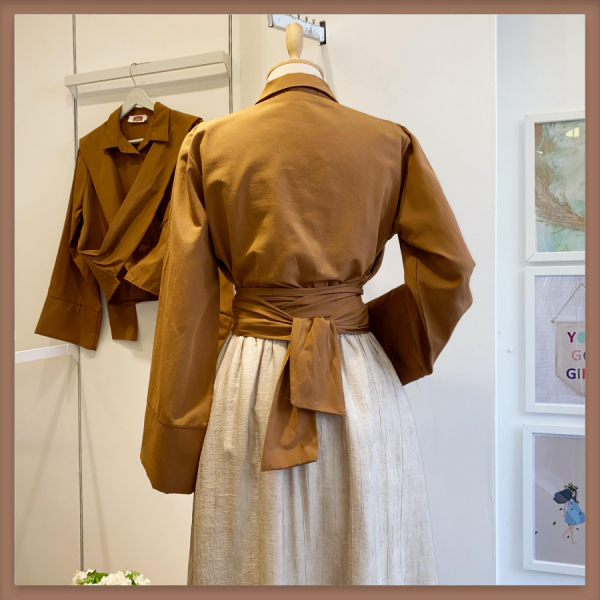 Bağlamalı Taba Rengi Gömlek