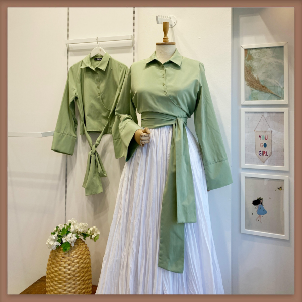 Bağlamalı Mint Yeşili Gömlek