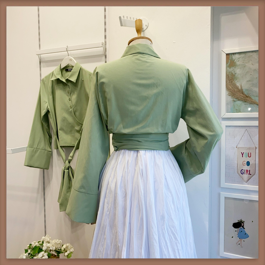 Bağlamalı Mint Yeşili Gömlek