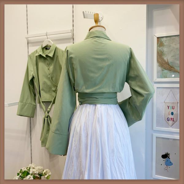 Bağlamalı Mint Yeşili Gömlek